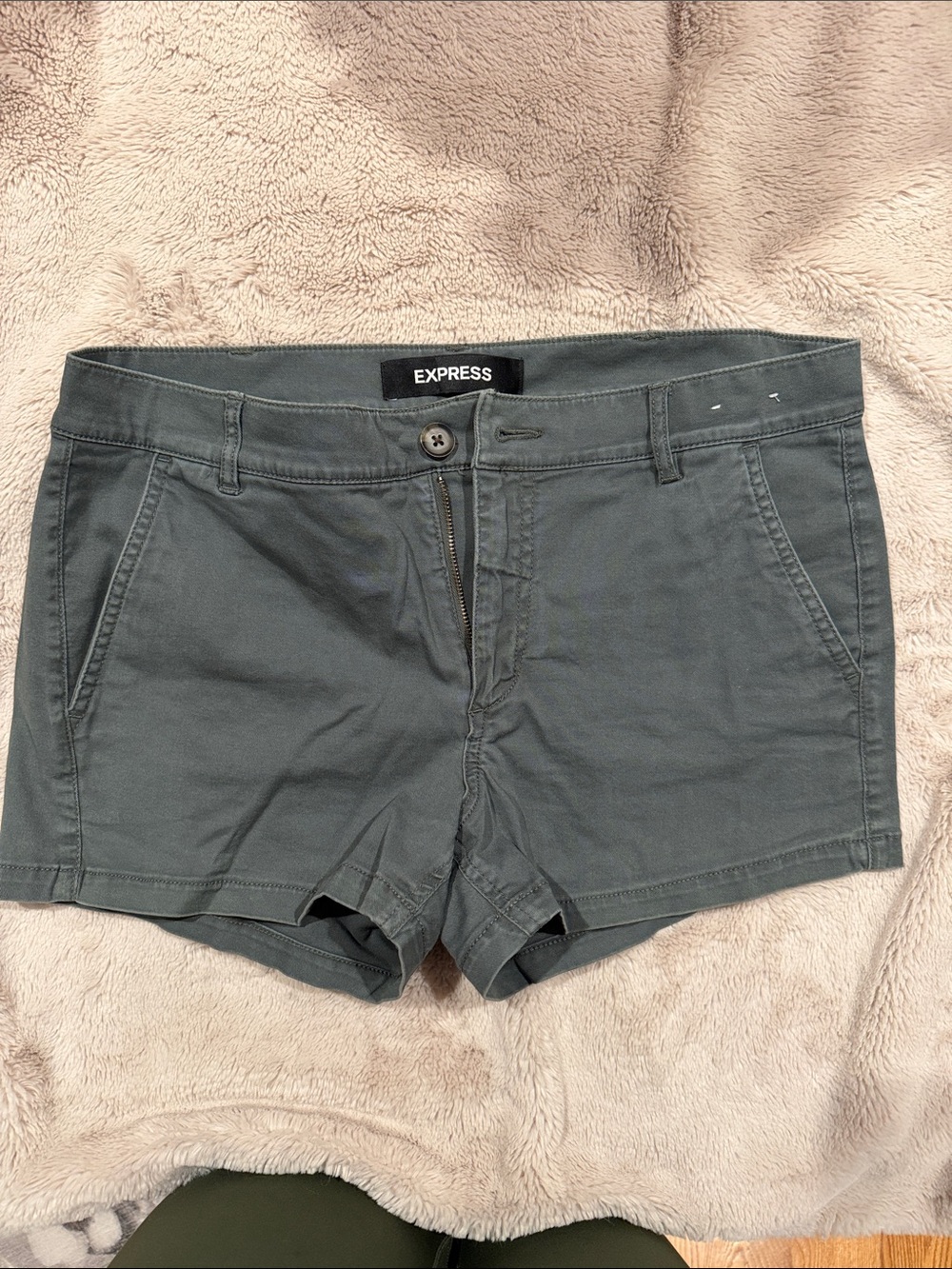 Express Women's Olive Green Casual Cotton Shorts